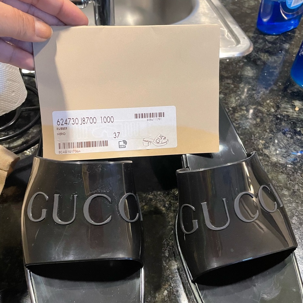 Authentic Gucci Black Slide Sandals with Original Box